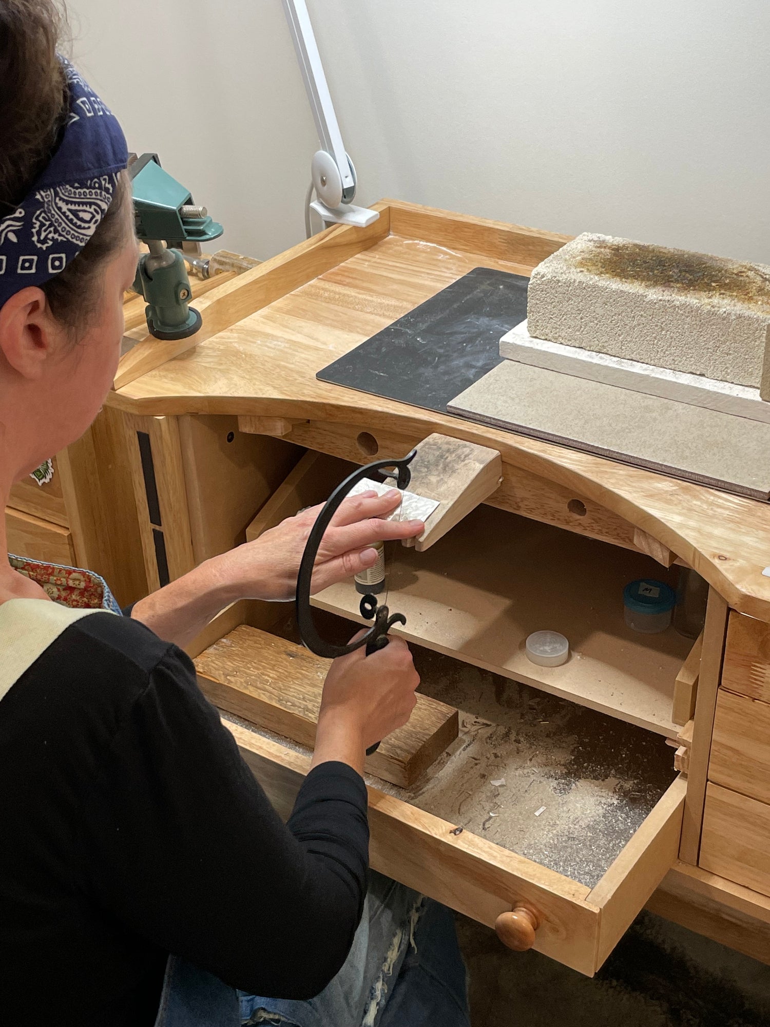 photo of myself working in my studio