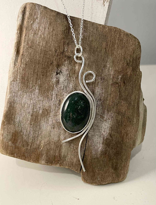 Sterling Silver Moss Agate Necklace - eliza brown jewelry