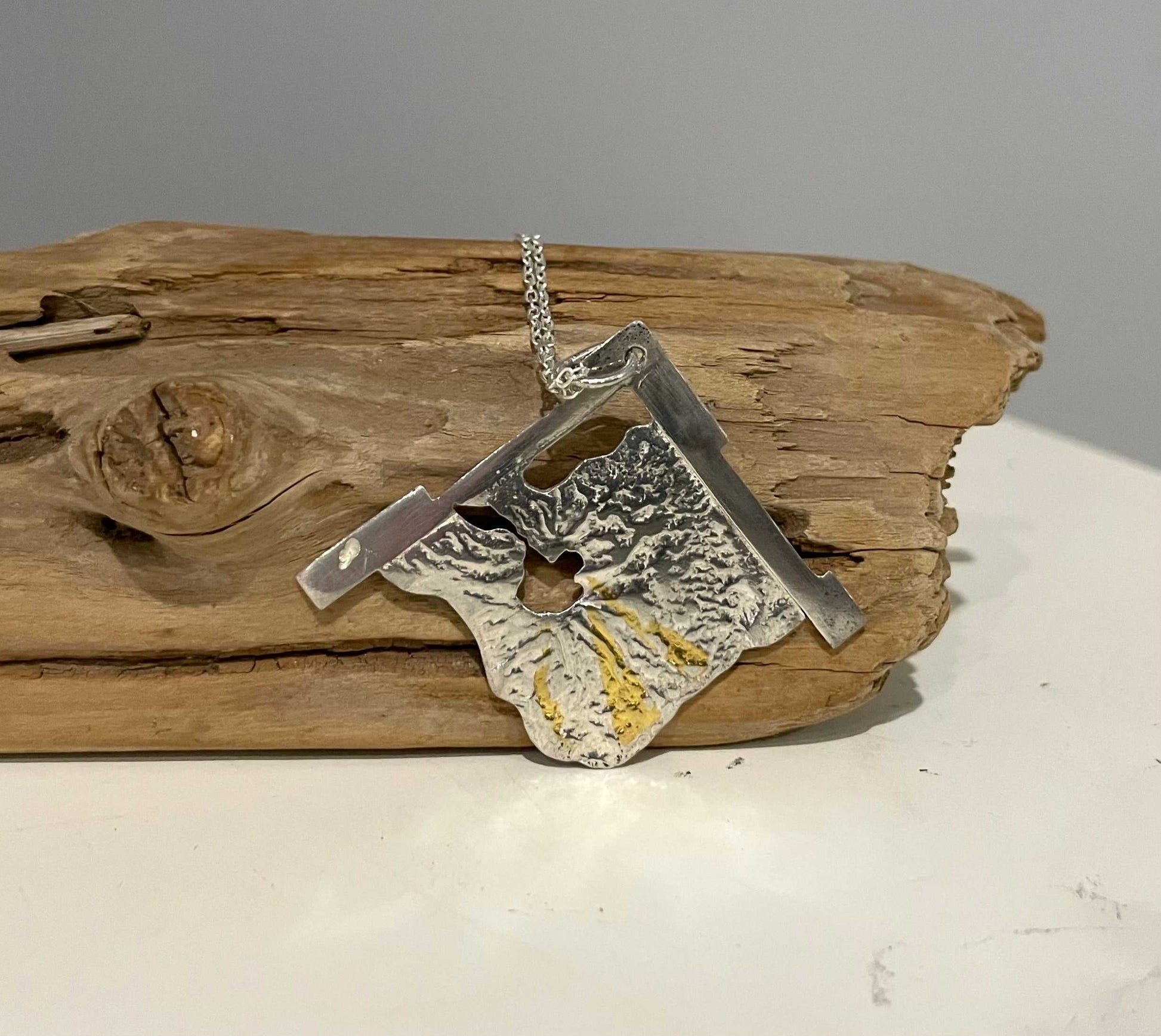 Unique Sterling Silver Pendant with a Touch of Gold - eliza brown jewelry