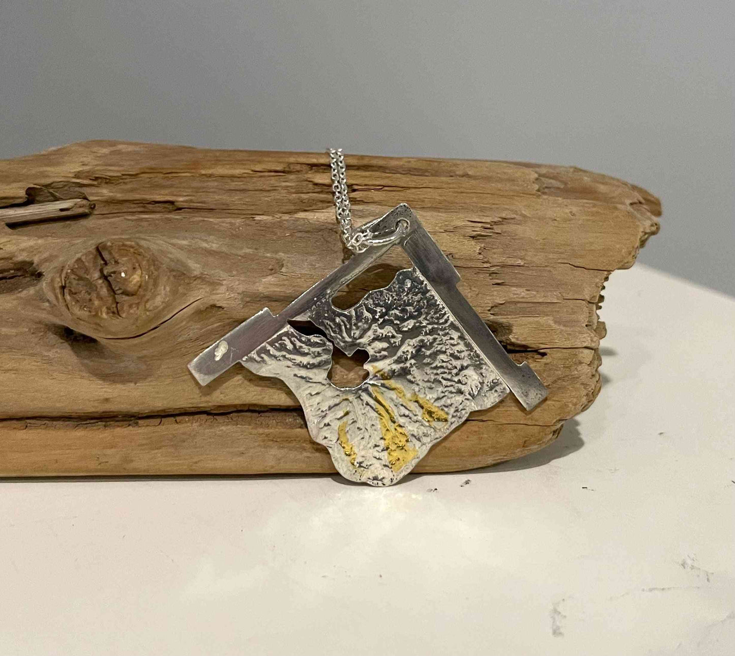 Unique Sterling Silver Pendant with a Touch of Gold - eliza brown jewelry