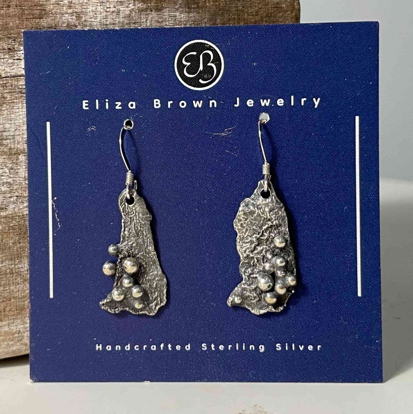Silver Reticulated Earrings - Asymmetrical Design with handcrafted sterling silver texture and rustic finish, featuring unique bubble accents.