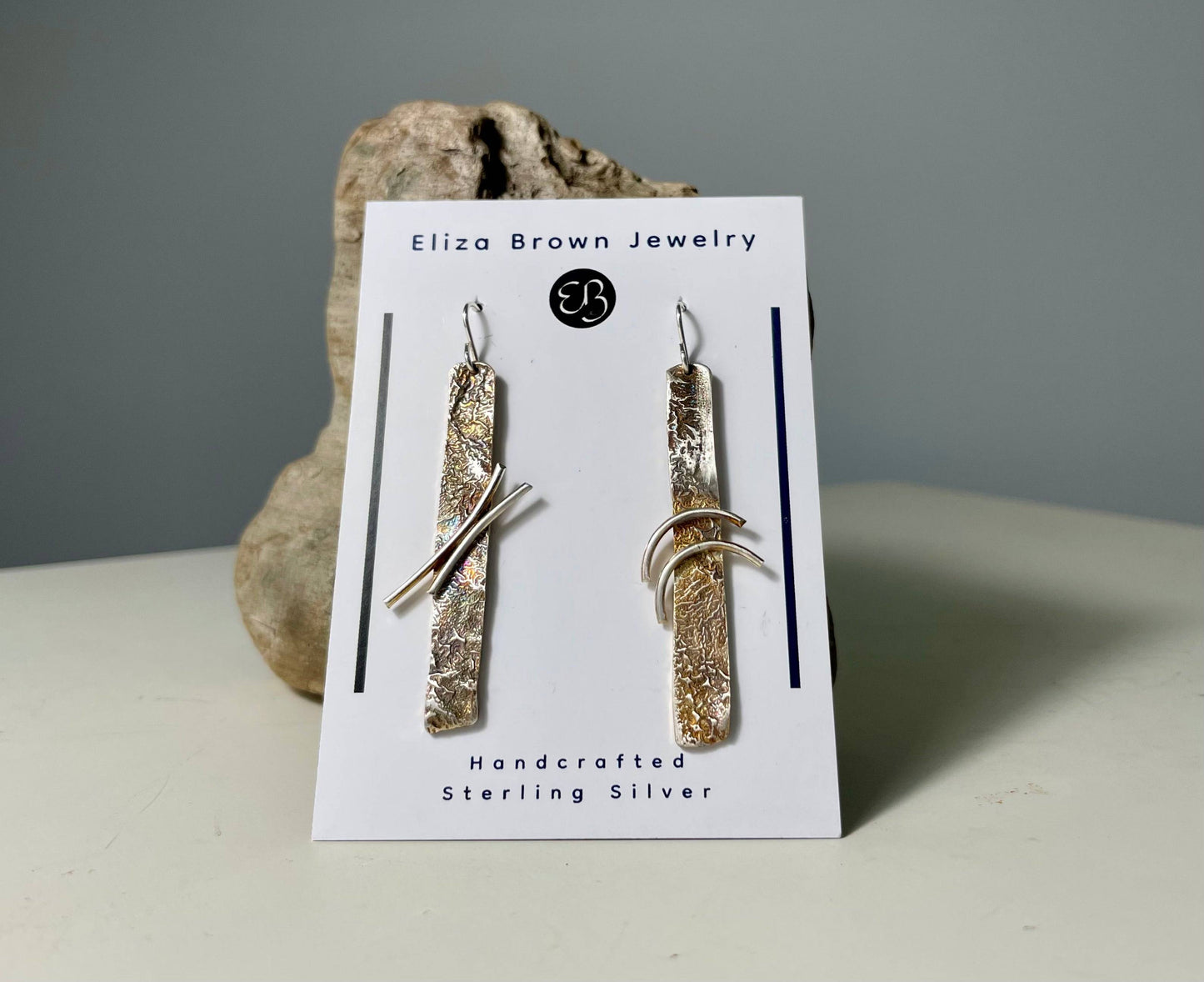 Reticulated Silver Long Earrings