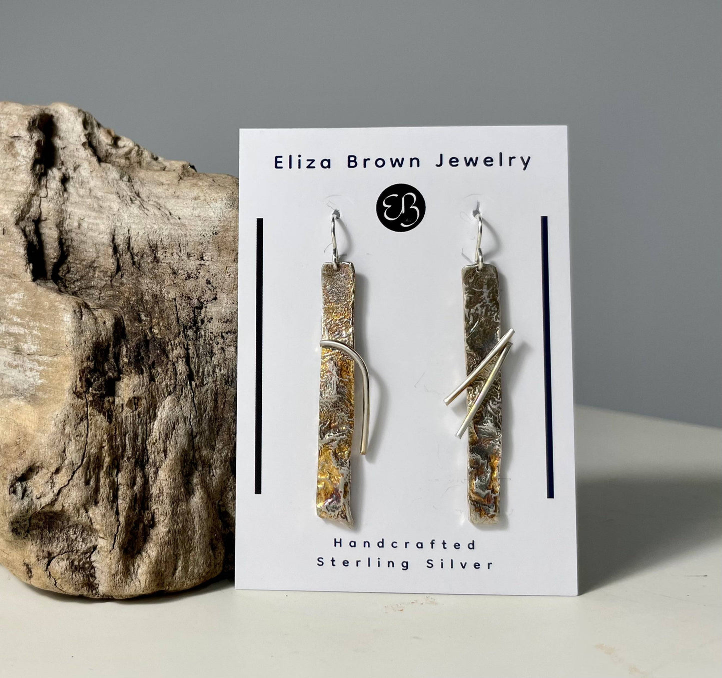 Reticulated Silver Long Earrings