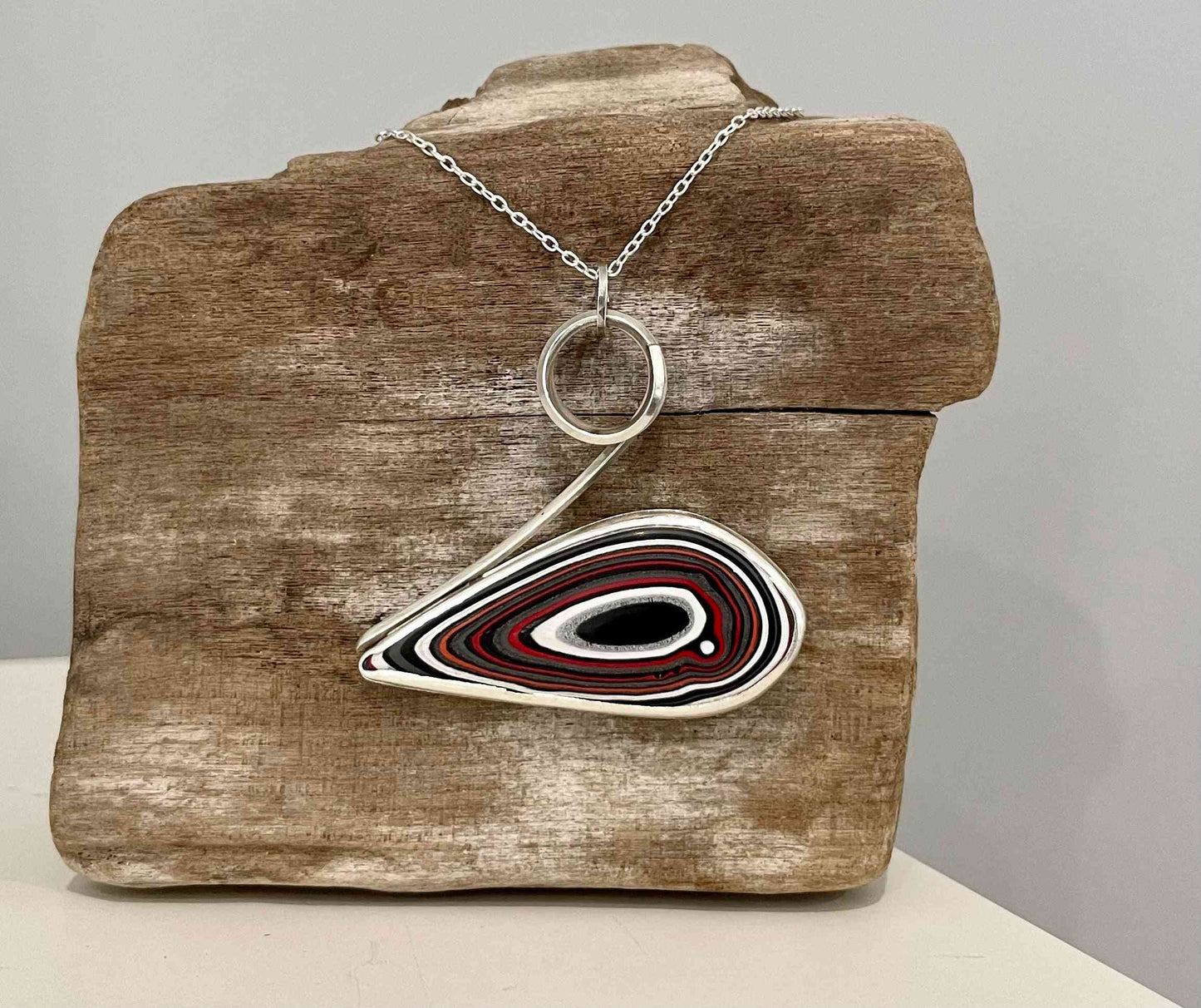 Modern Silver Fordite Necklace - eliza brown jewelry
