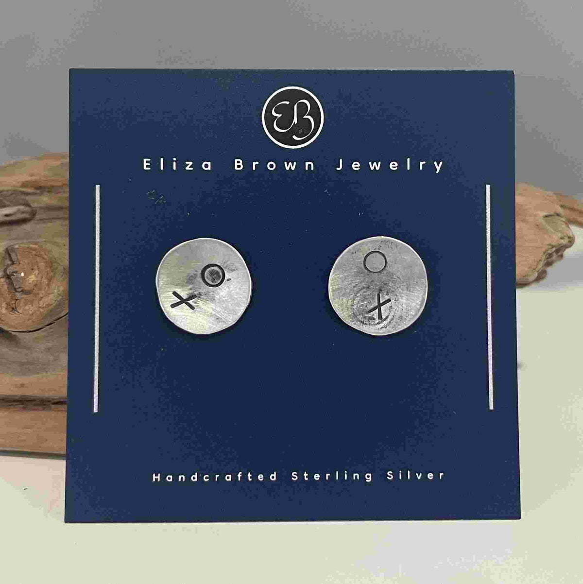 Sterling Silver Stamped Stud Earrings - eliza brown jewelry