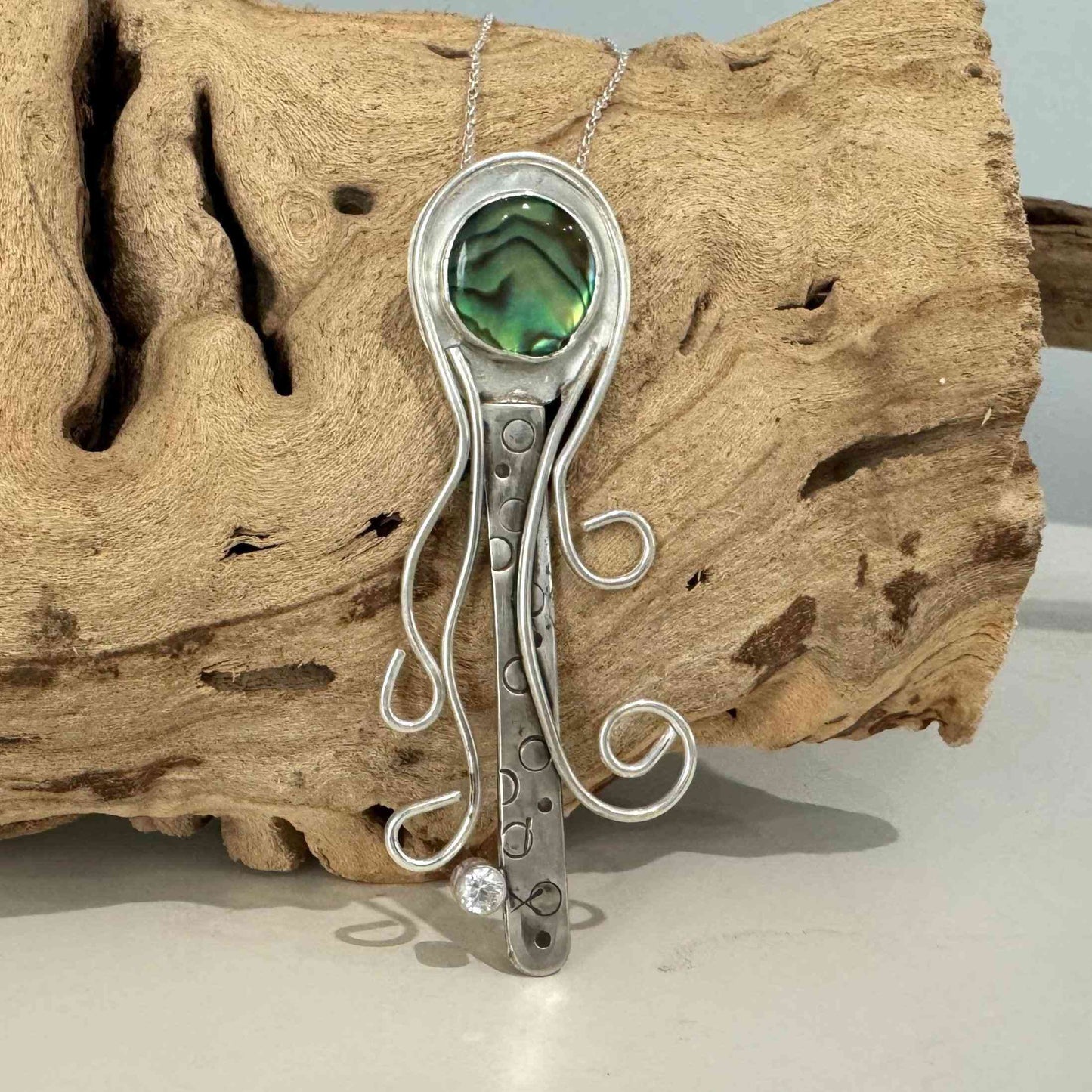 Sterling Silver Sea Monster (Henrietta). Abalone - eliza brown jewelry