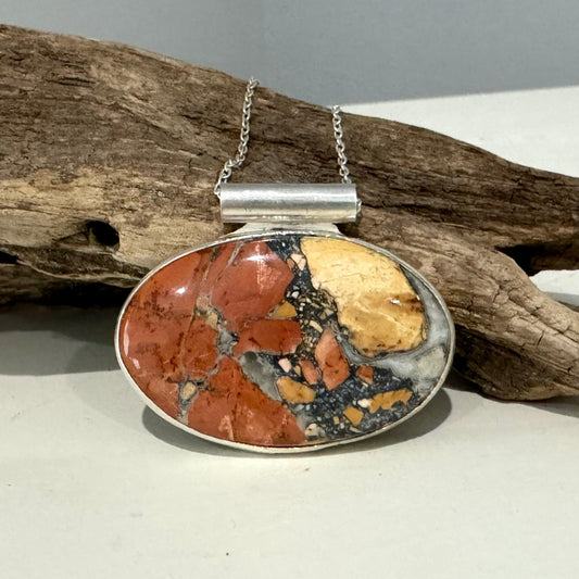 Handcrafted Silver Maligano Jasper Pendant - eliza brown jewelry