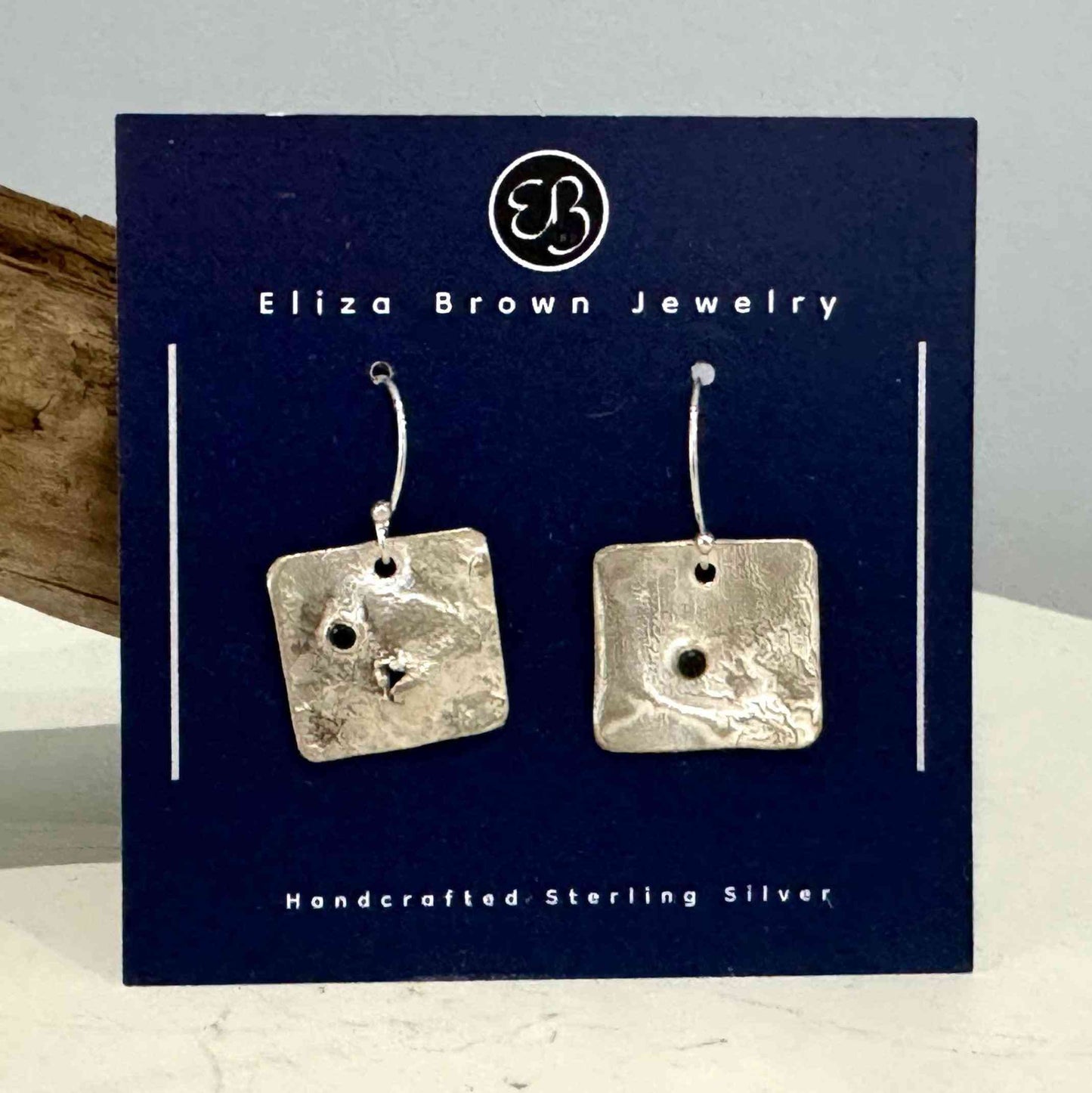 Reticulated Silver Earrings with Black Spinel - eliza brown jewelry