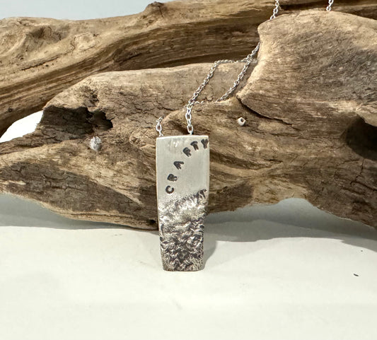 CRAFTY Stamped Silver Pendant