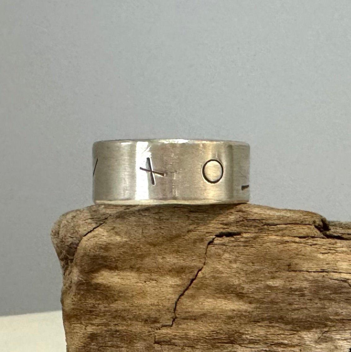 Hand Stamped Sterling Silver Ring Band. handcrafted