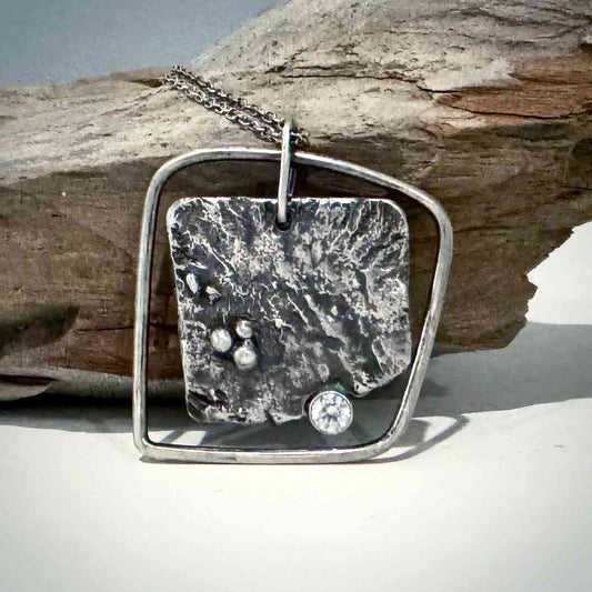 Reticulated Silver Necklace with Quartz - eliza brown jewelry