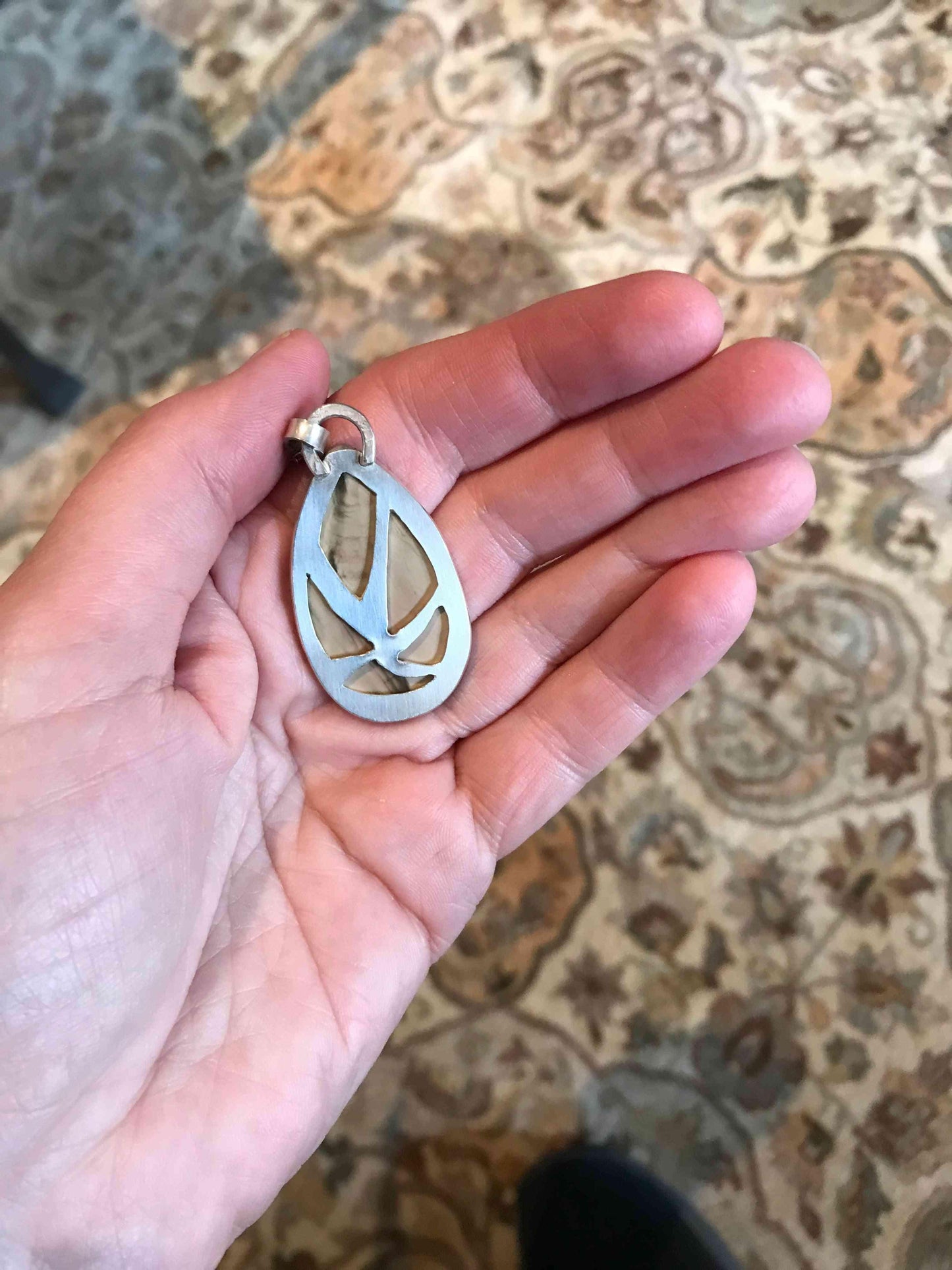 Sterling Silver and Jasper Pendant - eliza brown jewelry