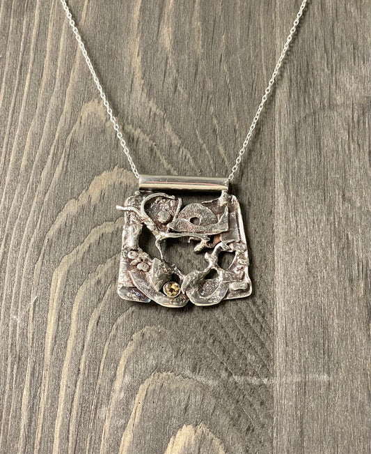 one of a kind unique rustic handcrafted necklace with unusual shapes