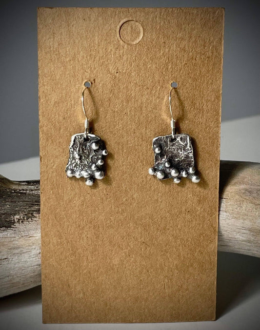 Silver Reticulated Asymmetrical Earrings - eliza brown jewelry