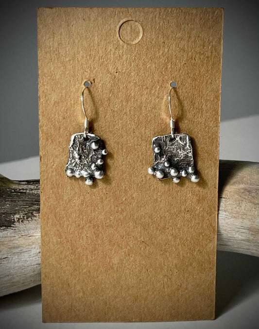 Reticulated silver earrings