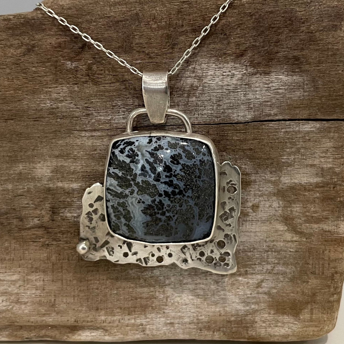 handcrafted silver and jasper necklace. unique and one of a kind