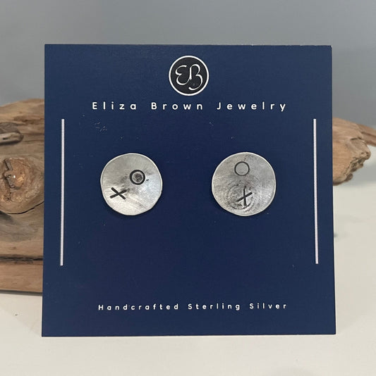 Sterling Silver stamped stud earrings. handcrafted