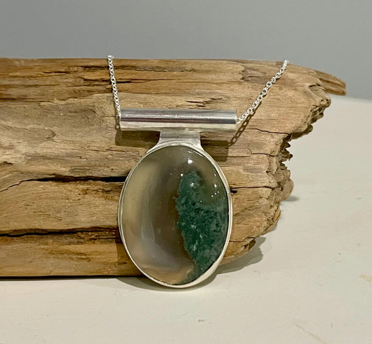 unique handcrafted moss agate necklace