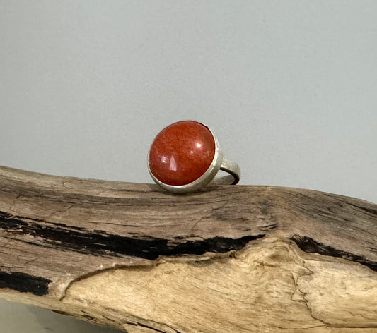 Sterling Silver Ring with Carnelian. Size 6.5