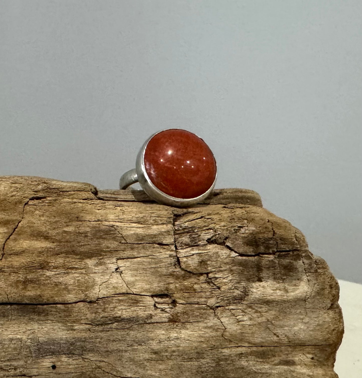 Sterling Silver Ring with Carnelian. Size 6.5