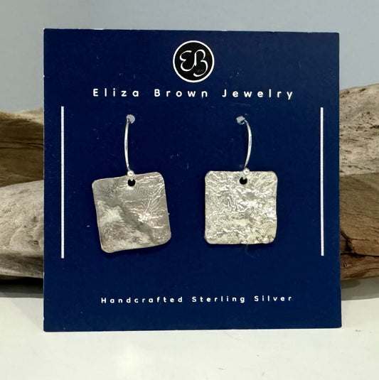 Handcrafted Reticulated Silver Earrings. unique texture.