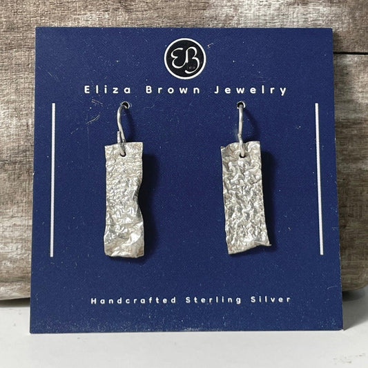 Reticulated Silver Earrings Rectangle