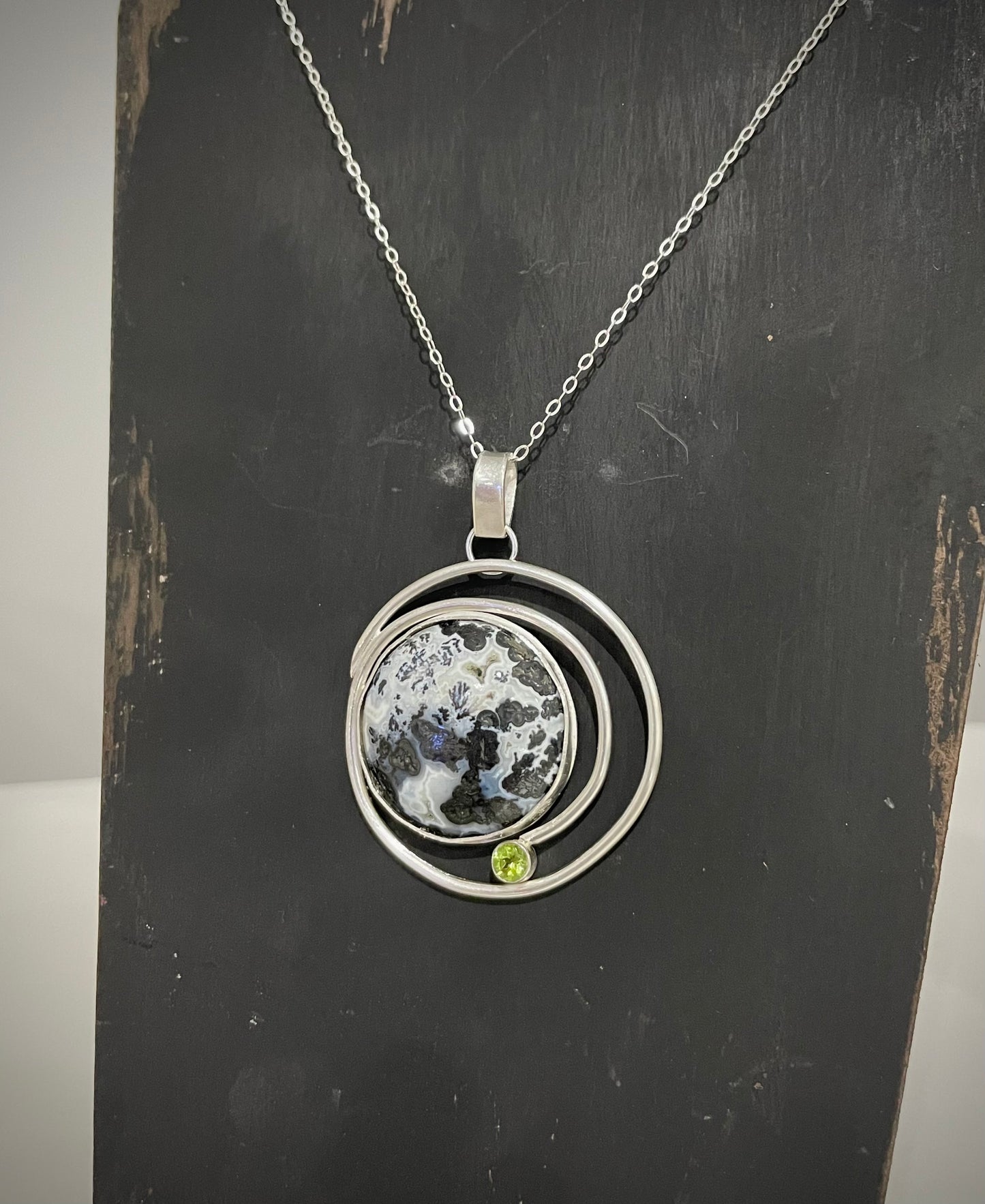 Sterling Silver Pendant with Jasper and Peridot