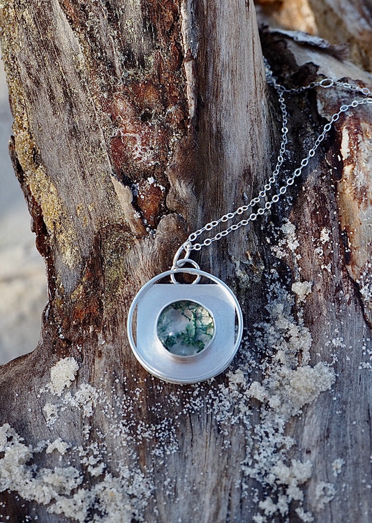 Sterling Silver Moss Agate Pendant