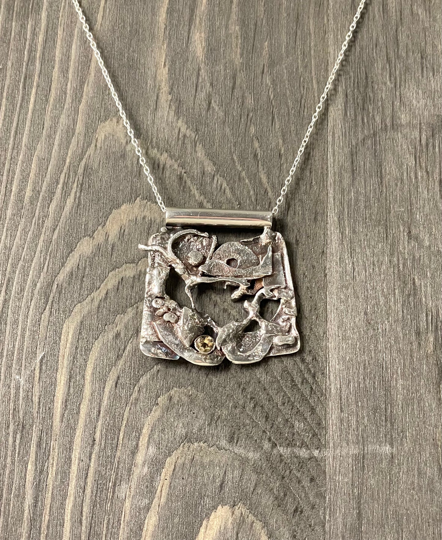 Sterling Silver Recycled Scrap Pendant with Citrine